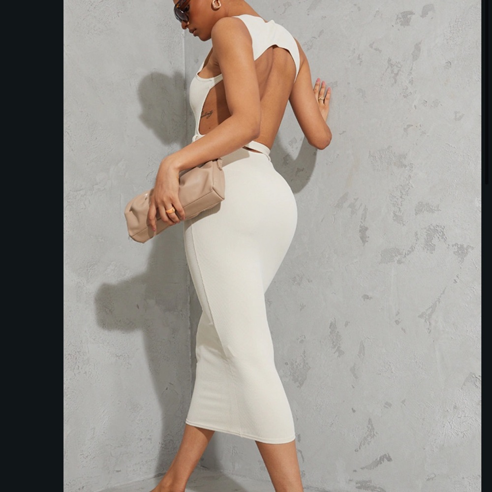 PLT cream cut out back midmaxi dress